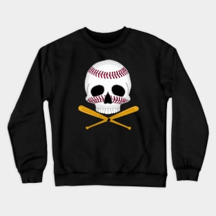 Baseball Skull and Crossed Baseball Bats Crewneck Sweatshirt